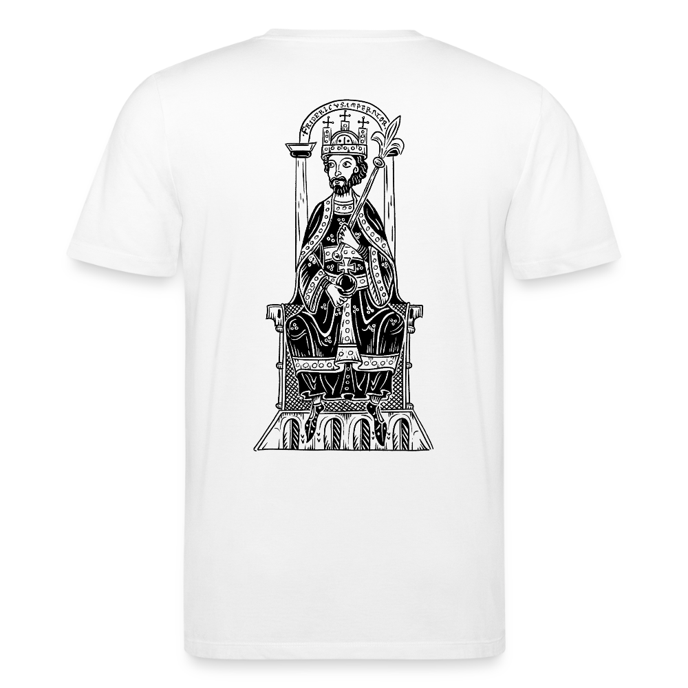 Bio-Shirt Friedrich I. Barbarossa (schwarzer Print hinten) | Mittelalterlicher Codex - Weiß