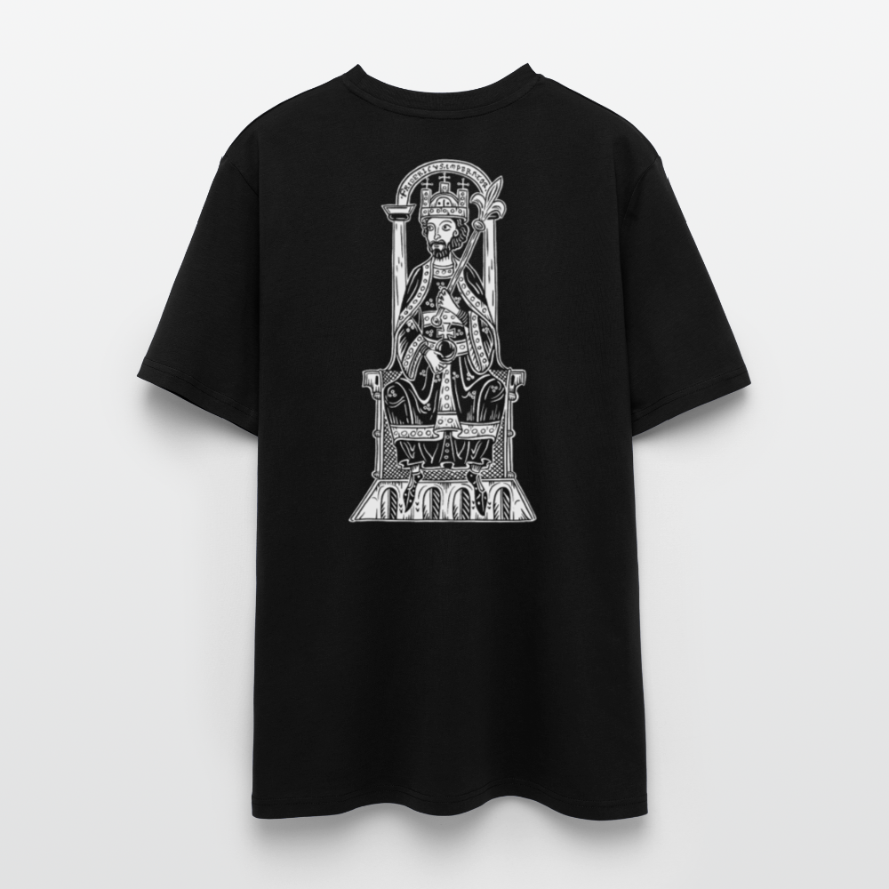 Bio-Shirt Friedrich I. Barbarossa (weißer Print hinten) | Mittelalterlicher Codex - Schwarz