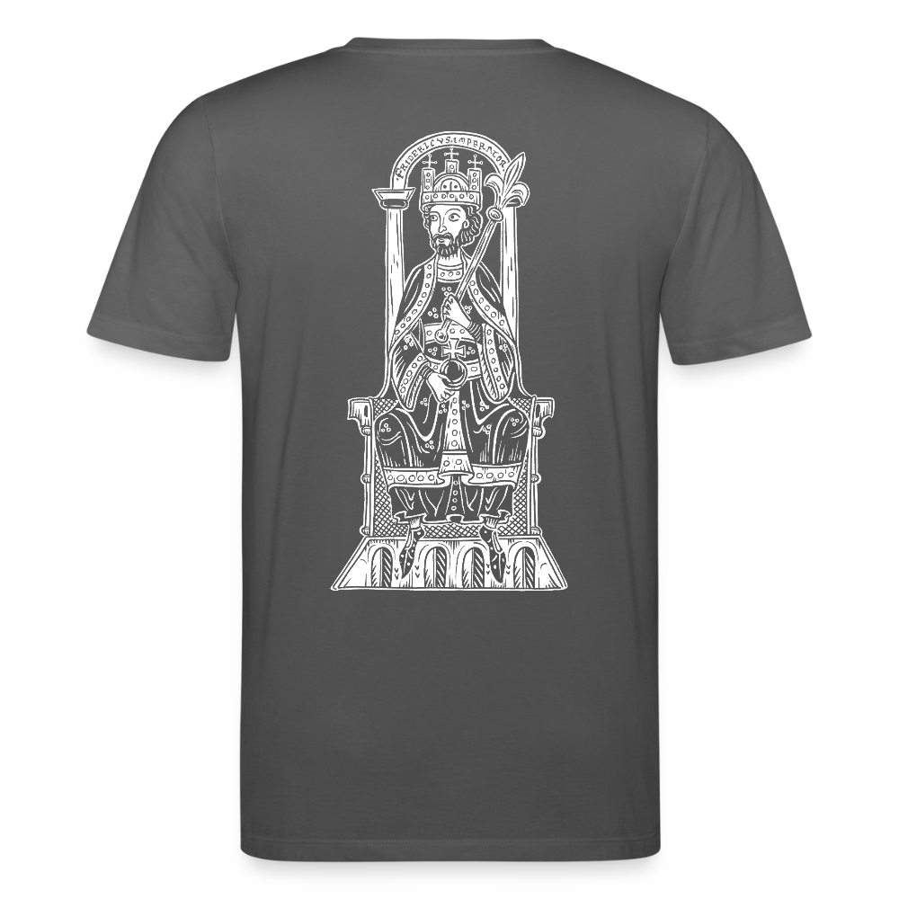 Bio-Shirt Friedrich I. Barbarossa (weißer Print hinten) | Mittelalterlicher Codex - Anthrazit