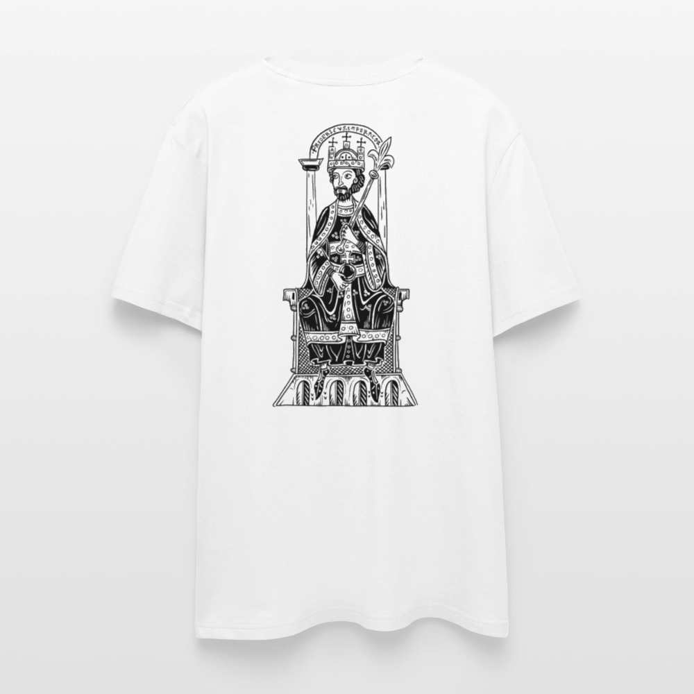 Bio-Shirt Friedrich I. Barbarossa (schwarzer Print hinten) | Mittelalterlicher Codex - Weiß
