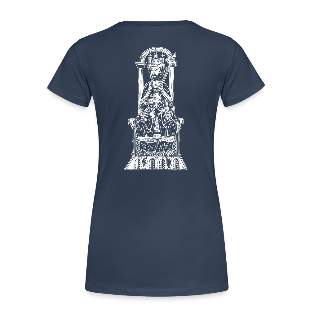 Friedrich I. Barbarossa (weißer Print hinten) I Bio-Shirt Damen - Navy