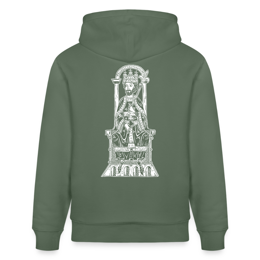 Friedrich I. Barbarossa (weißer Print hinten) I Mittelalter Hoodie - Tanngrün