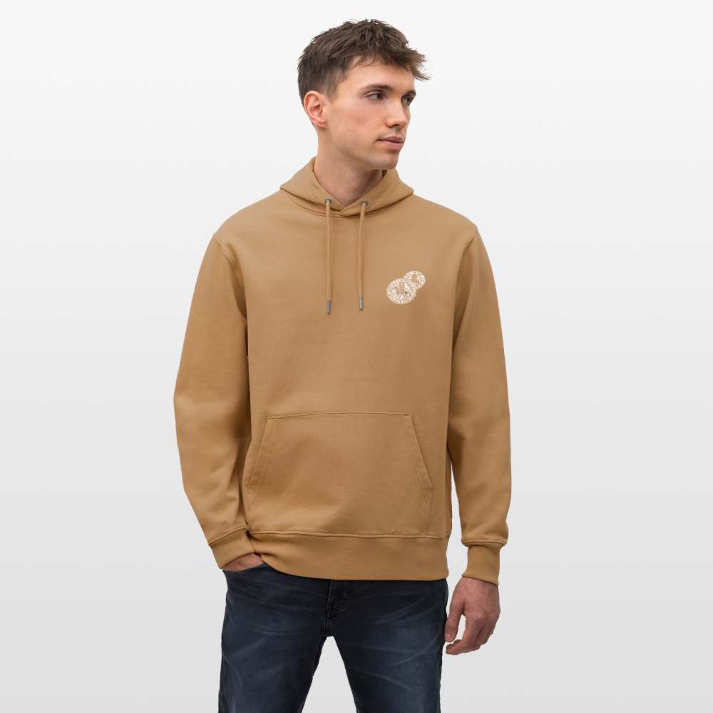 Templerhoodie | Siegel des Templerordens "Zwei Reiter auf einem Pferd" | dunkel | Bio Hoodie - Karamell