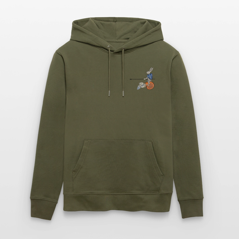 Mittelalterliche Tiere T-Shirt "Tjostender Hase" I Bio-Hoodie - Khaki Grün