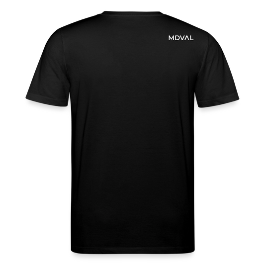 Templer Shirt | Symbol des Templerordens "Zwei Reiter auf einem Pferd" front | dunkel | Bio-Shirt - Schwarz