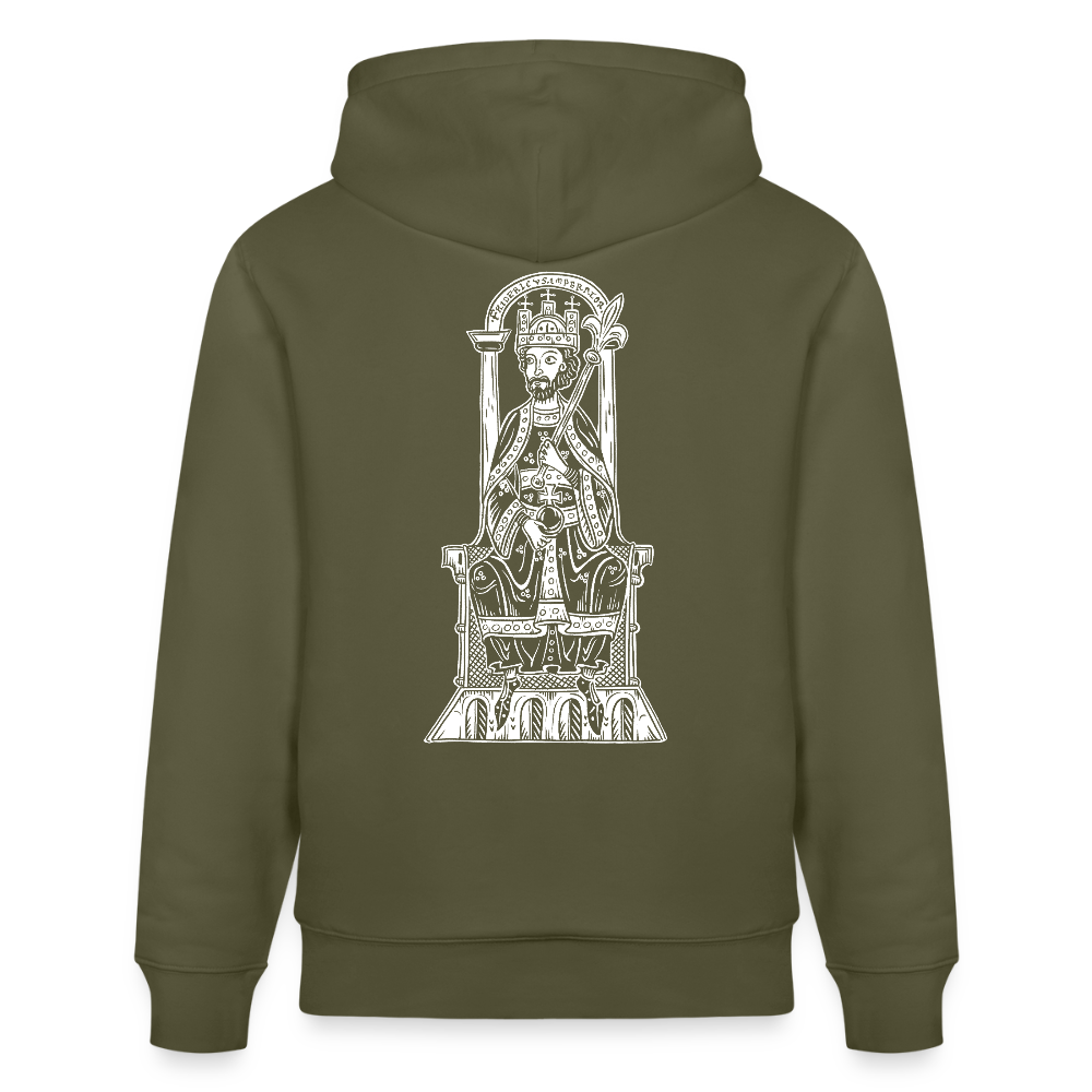 Friedrich I. Barbarossa (weißer Print hinten) I Mittelalter Hoodie - Khaki Grün
