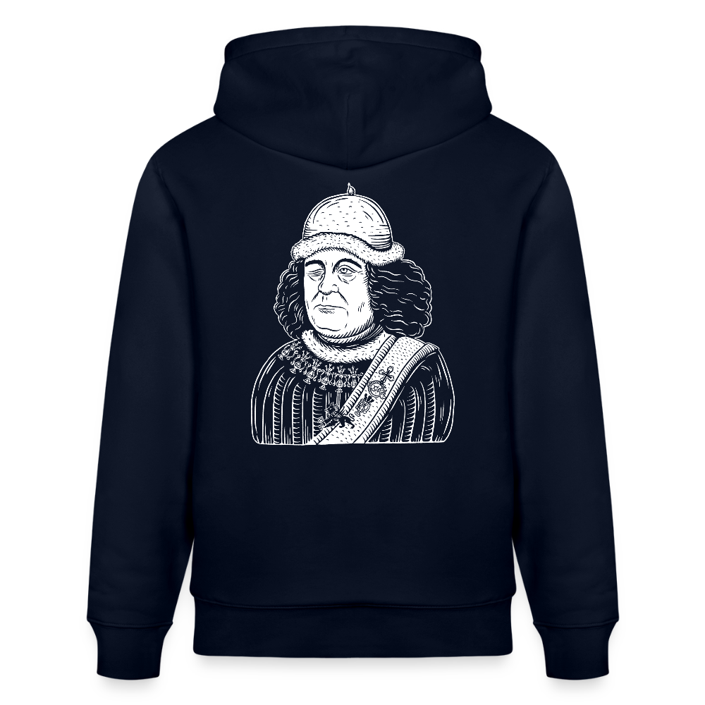 Mittelalterlicher Codex I Oswald von Wolkenstein I Bio-Hoodie - Navy