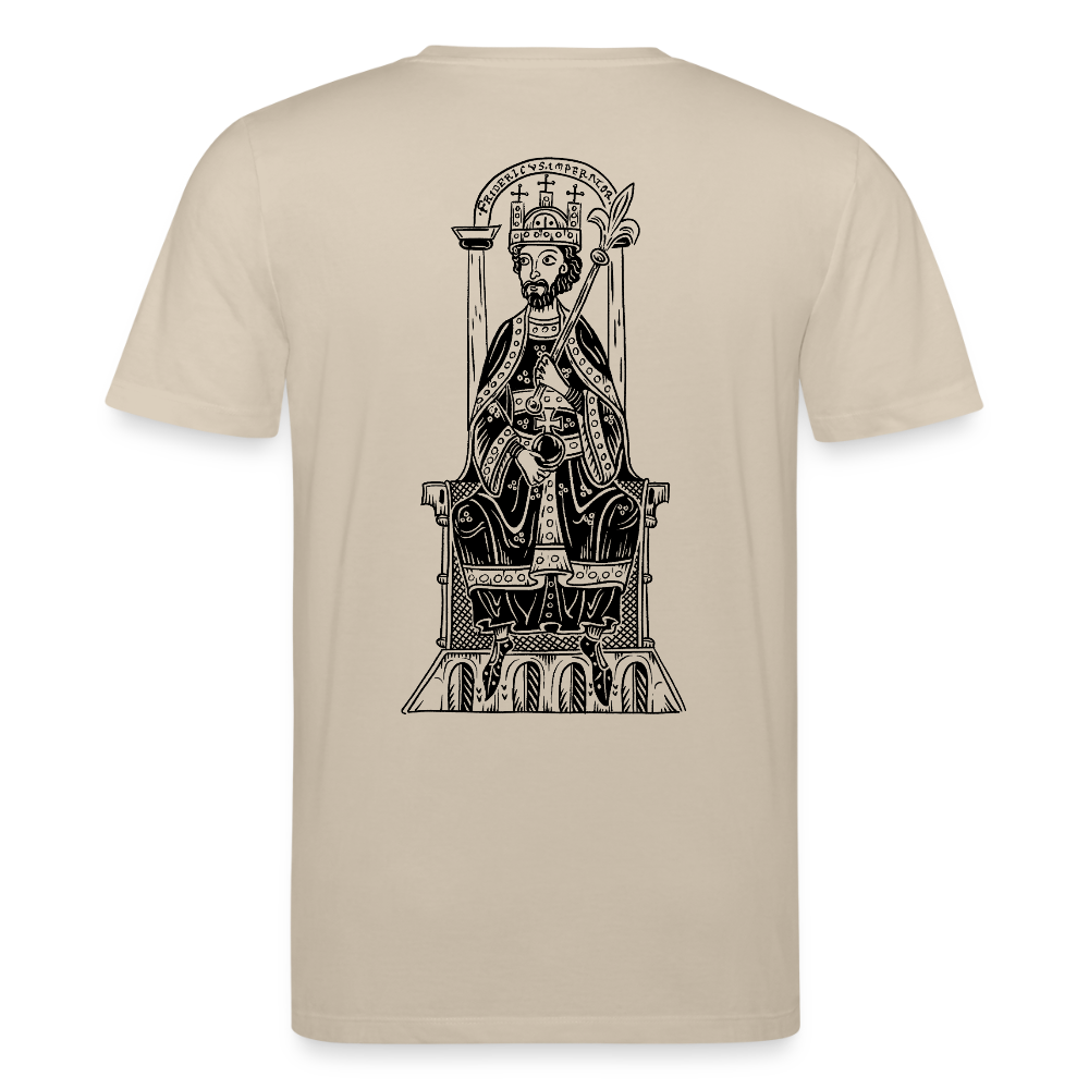 Bio-Shirt Friedrich I. Barbarossa (schwarzer Print hinten) | Mittelalterlicher Codex - Beige