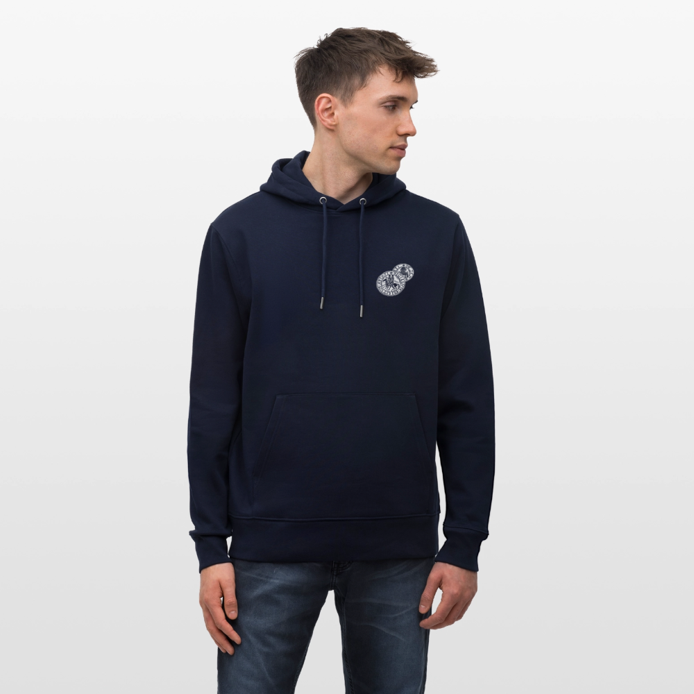 Templerhoodie | Siegel des Templerordens "Zwei Reiter auf einem Pferd" | dunkel | Bio Hoodie - Navy