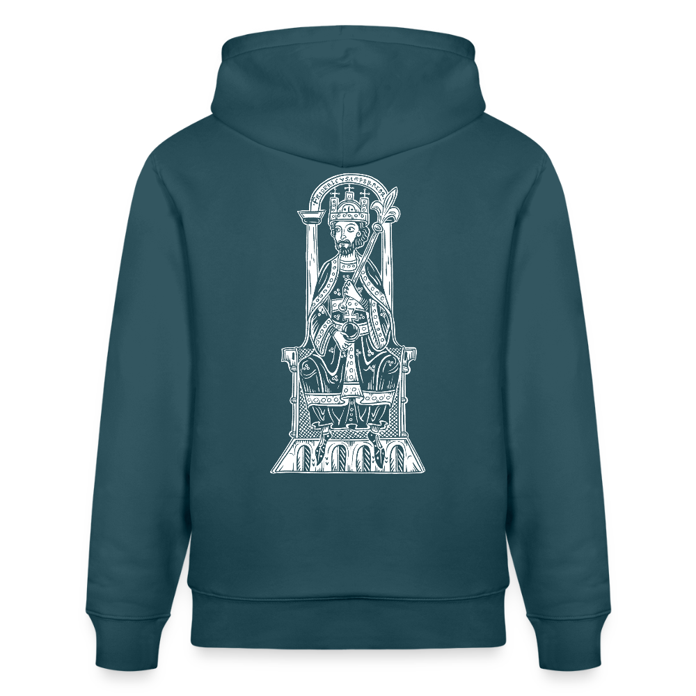 Friedrich I. Barbarossa (weißer Print hinten) I Mittelalter Hoodie - Dunkles Petrol