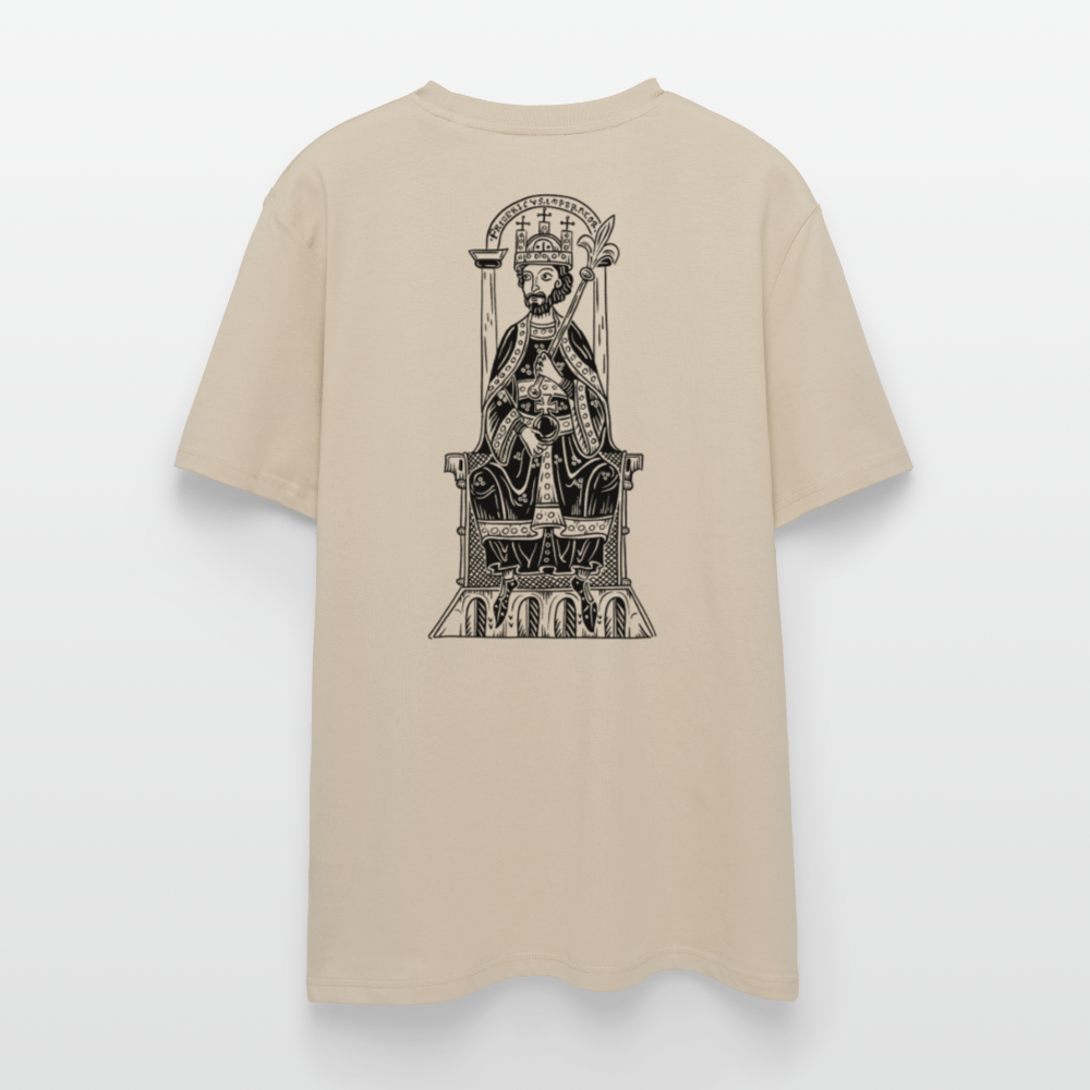 Bio-Shirt Friedrich I. Barbarossa (schwarzer Print hinten) | Mittelalterlicher Codex - Beige