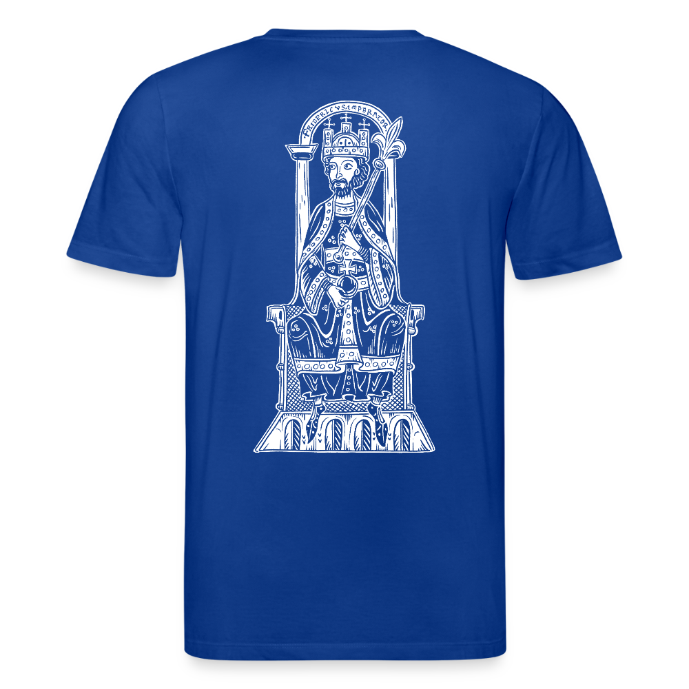 Bio-Shirt Friedrich I. Barbarossa (weißer Print hinten) | Mittelalterlicher Codex - Dunkelblau