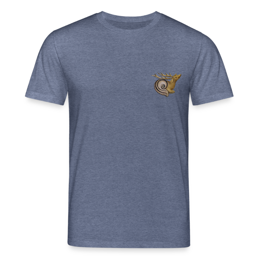 Mittelalterliche Tiere T-Shirt I "Hirschschnecke" I dunkel I Bio-Shirt - Dunkelblau meliert