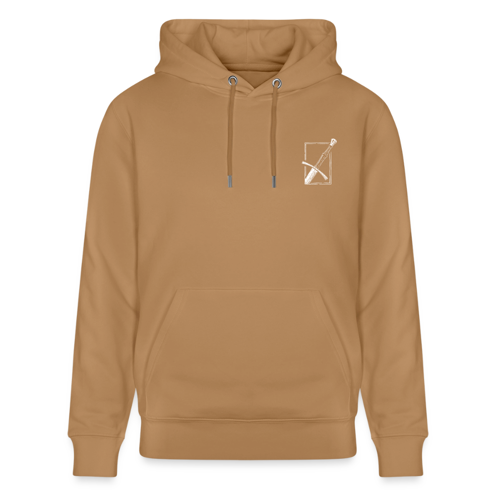 Mittelalterliches Schwert Bio-Hoodie I "langes swertt" I Spätmittelalter I dunkel I - Karamell 