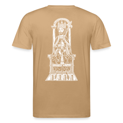 Bio-Shirt Friedrich I. Barbarossa (weißer Print hinten) | Mittelalterlicher Codex - Karamell 