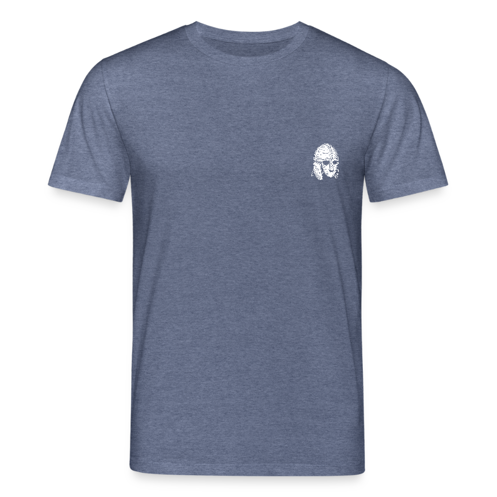 Mittelalterlicher Helm T-Shirt I "Sutton Hoo" I Frühmittelalter I dunkel I Bio-Shirt - Dunkelblau meliert