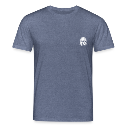 Mittelalterlicher Helm T-Shirt I "Sutton Hoo" I Frühmittelalter I dunkel I Bio-Shirt - Dunkelblau meliert