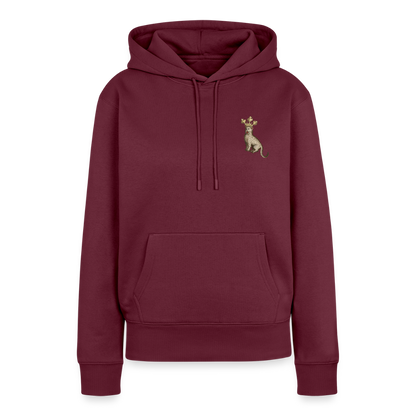 NEUES PROD FRAUEN HOODIE Königskatze - Burgunderrot