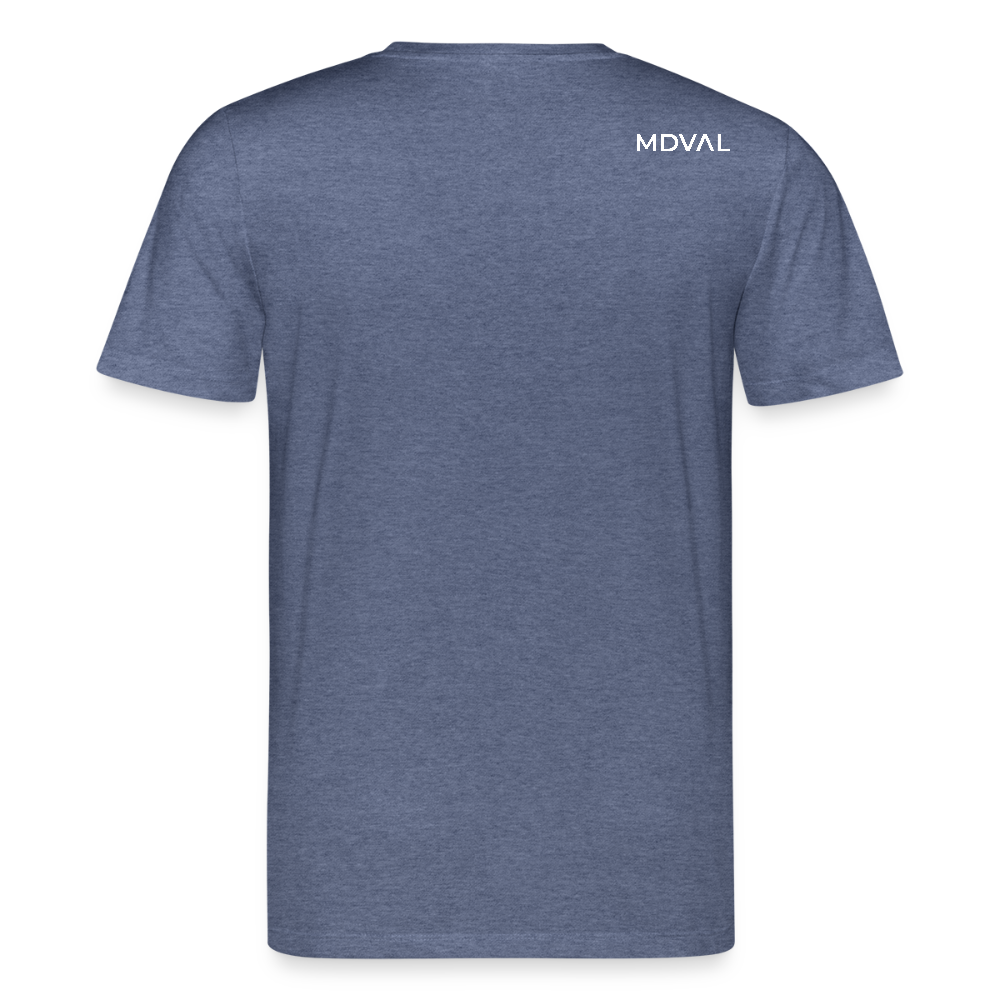 Templer Shirt | Symbol des Templerordens "Zwei Reiter auf einem Pferd" front | dunkel | Bio-Shirt - Dunkelblau meliert