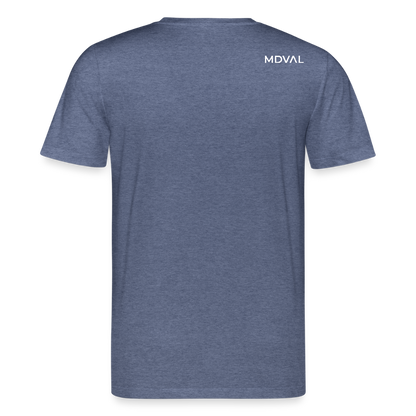 Templer Shirt | Symbol des Templerordens "Zwei Reiter auf einem Pferd" front | dunkel | Bio-Shirt - Dunkelblau meliert