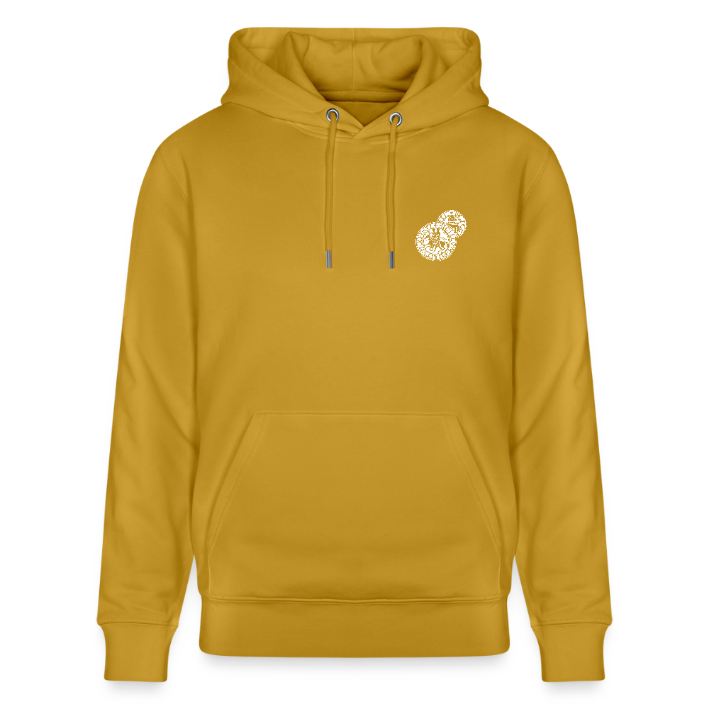 Templerhoodie | Siegel des Templerordens "Zwei Reiter auf einem Pferd" | dunkel | Bio Hoodie - Ocker