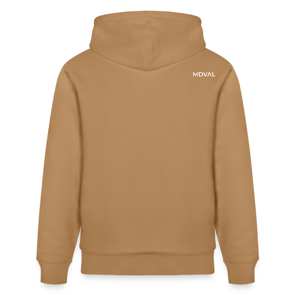 Templerhoodie | Siegel des Templerordens "Zwei Reiter auf einem Pferd" | dunkel | Bio Hoodie - Karamell 
