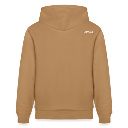 Templerhoodie | Siegel des Templerordens "Zwei Reiter auf einem Pferd" | dunkel | Bio Hoodie - Karamell 