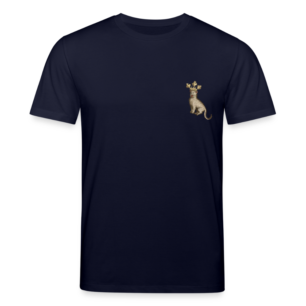 Mittelalterliche Tiere T-Shirt I "Königskatze" I dunkel I Bio-Shirt - Navy