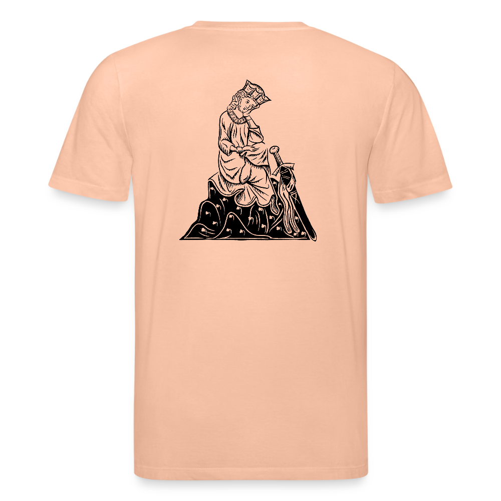 Bio-Shirt Walther von der Vogelweide (schwarzer Print hinten) | Mittelalterlicher Codex - Pfirsich