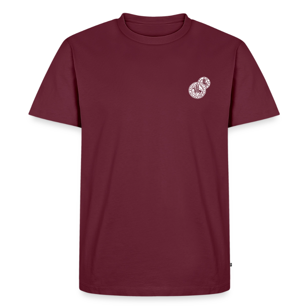 Templer Shirt | Siegel des Templerordens "Zwei Reiter auf einem Pferd" | dunkel | Bio Hoodie - Burgunderrot