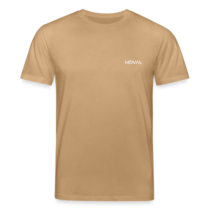 Bio-Shirt Walther von der Vogelweide (weißer Print hinten) I Mittelalterlicher Codex - Karamell 
