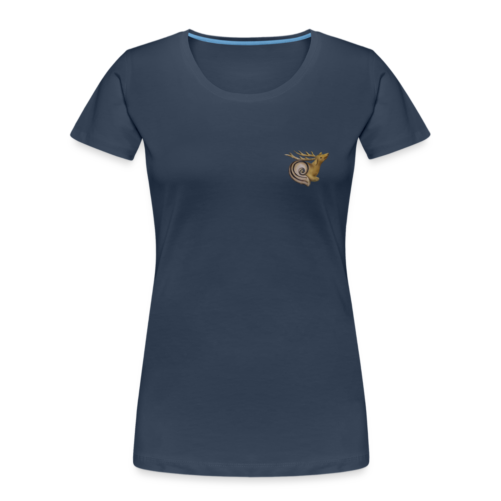 Mittelalterliche Tiere T-Shirt "Hirsch-Schnecke" I dunkel I Damen - Navy