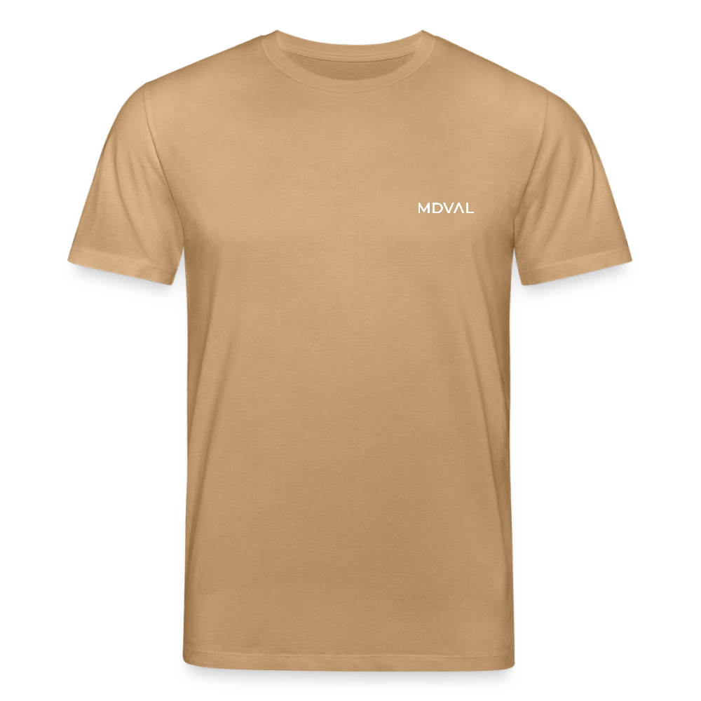 Bio-Shirt Walther von der Vogelweide (schwarzer Print hinten) | Mittelalterlicher Codex v2 - Karamell 