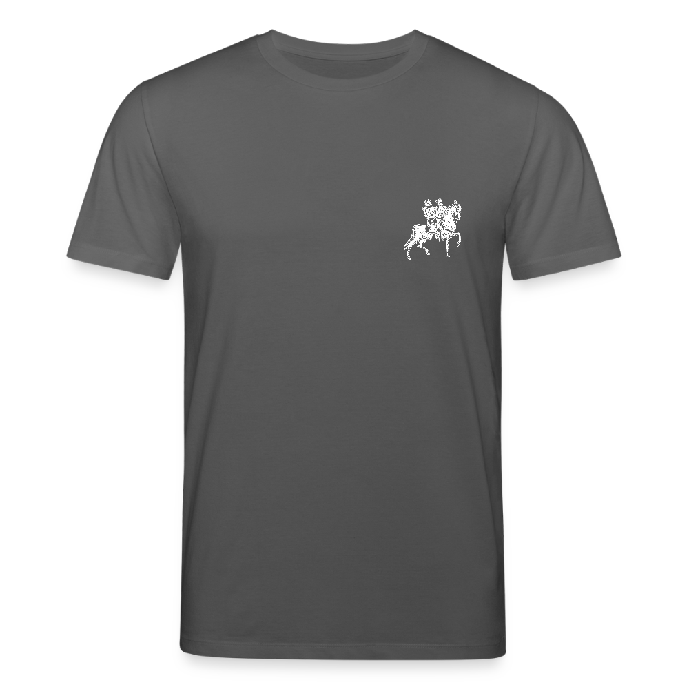 Templer Shirt | Symbol des Templerordens "Zwei Reiter auf einem Pferd" front | dunkel | Bio-Shirt - Anthrazit
