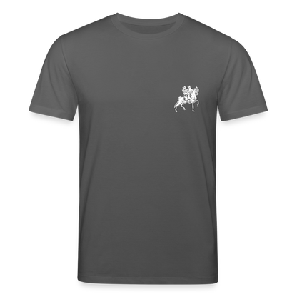 Templer Shirt | Symbol des Templerordens "Zwei Reiter auf einem Pferd" front | dunkel | Bio-Shirt - Anthrazit
