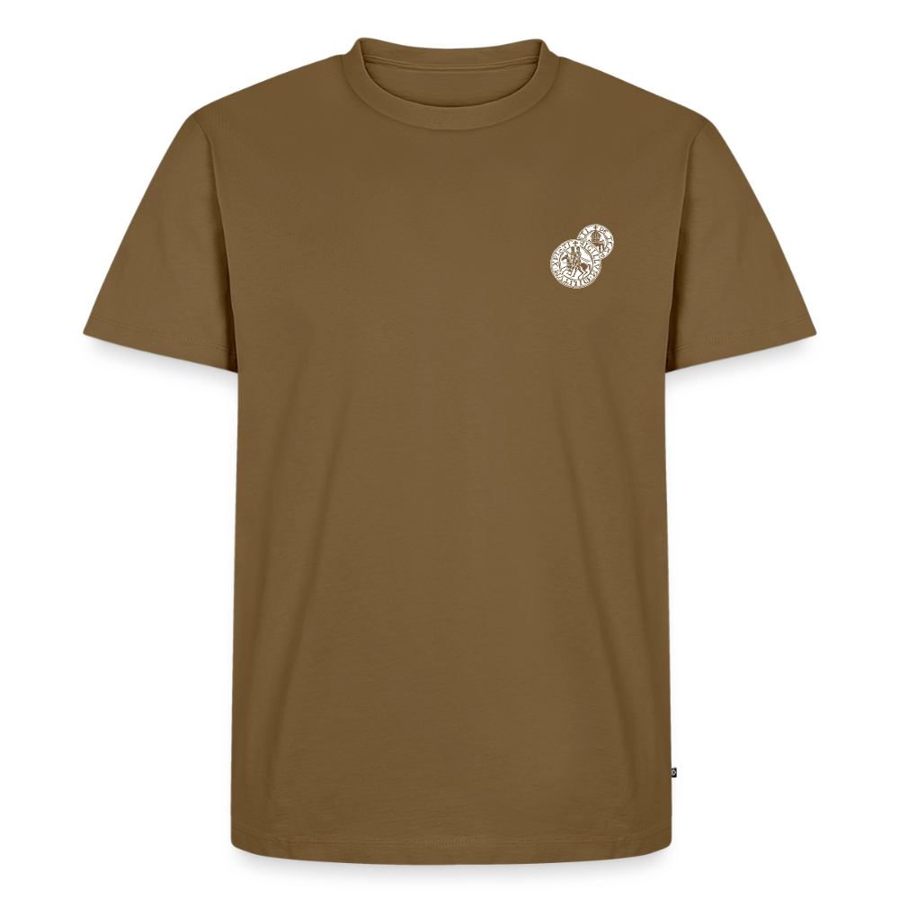 Templer Shirt | Siegel des Templerordens "Zwei Reiter auf einem Pferd" | dunkel | Bio Hoodie - Nussbraun