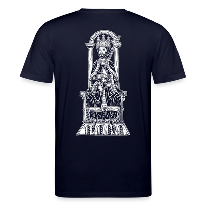Bio-Shirt Friedrich I. Barbarossa (weißer Print hinten) | Mittelalterlicher Codex - Navy