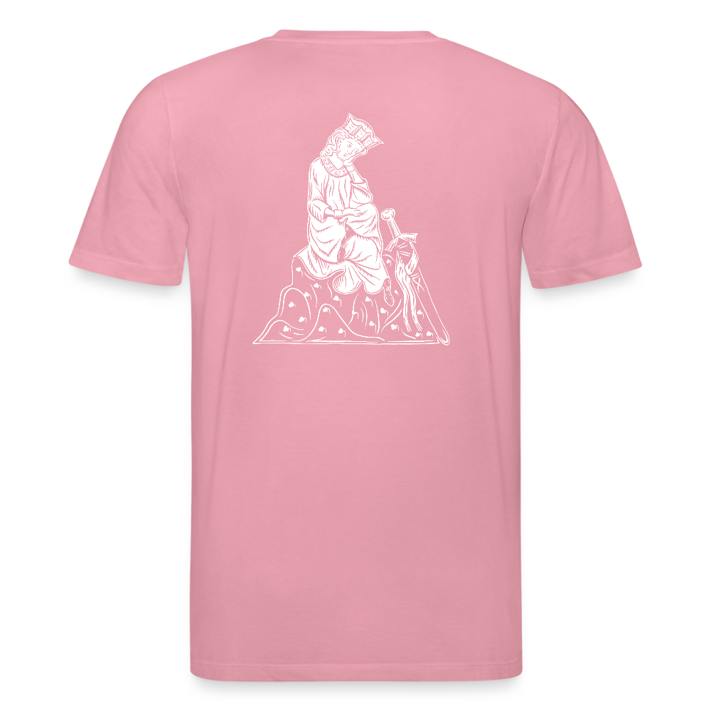 Bio-Shirt Walther von der Vogelweide (weißer Print hinten) | Mittelalterlicher Codex - Lila Traum