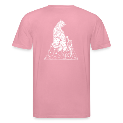 Bio-Shirt Walther von der Vogelweide (weißer Print hinten) | Mittelalterlicher Codex - Lila Traum
