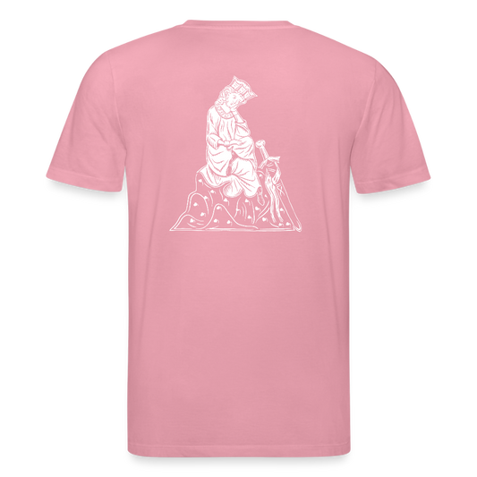 Bio-Shirt Walther von der Vogelweide (weißer Print hinten) | Mittelalterlicher Codex - Lila Traum