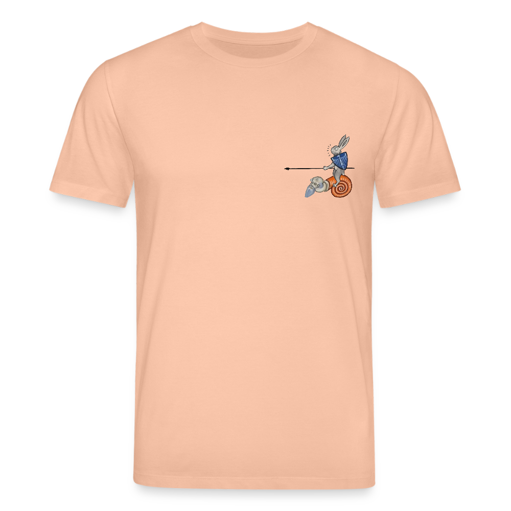 Mittelalterliche Tiere T-Shirt I "Tjostender Hase" I hell I Bio-Shirt - Pfirsich