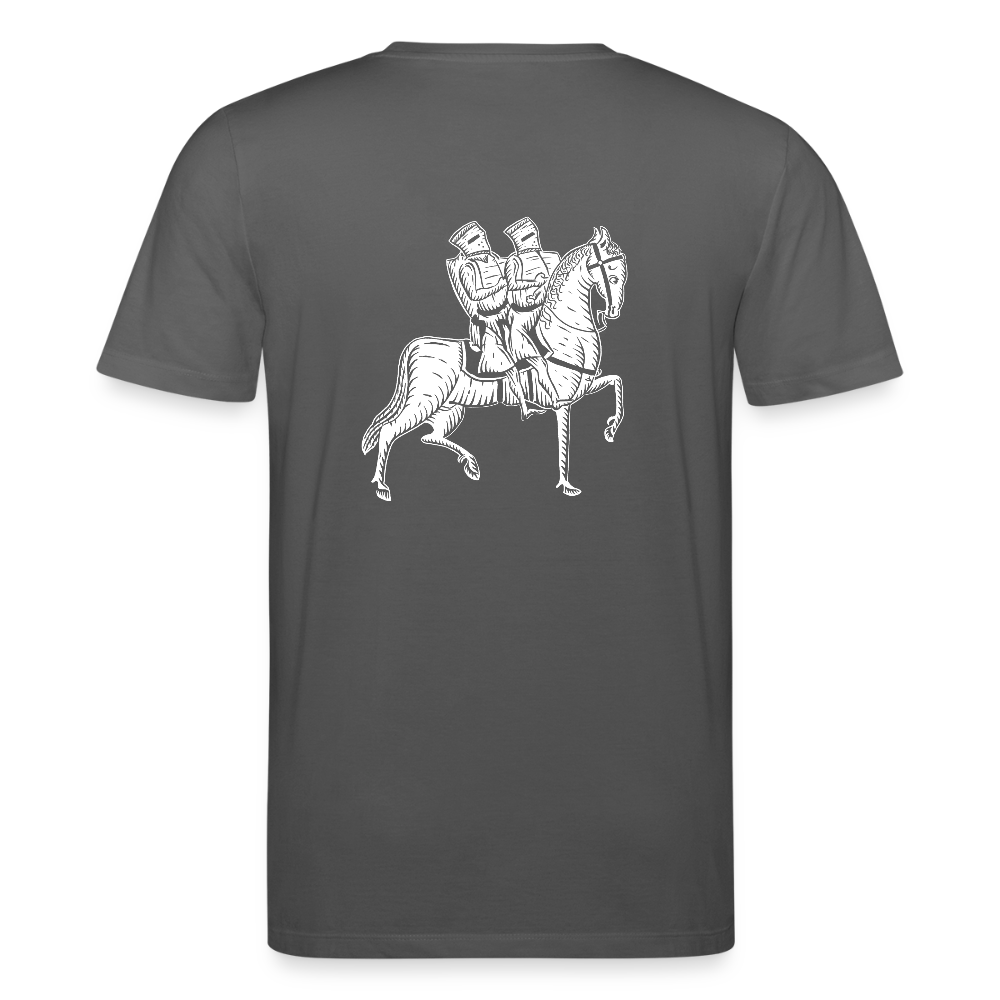 Templer Shirt | Symbol der Templer "Zwei Reiter auf einem Pferd" back I dunkel I Bio-Shirt - Anthrazit