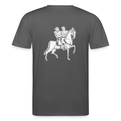 Templer Shirt | Symbol der Templer "Zwei Reiter auf einem Pferd" back I dunkel I Bio-Shirt - Anthrazit