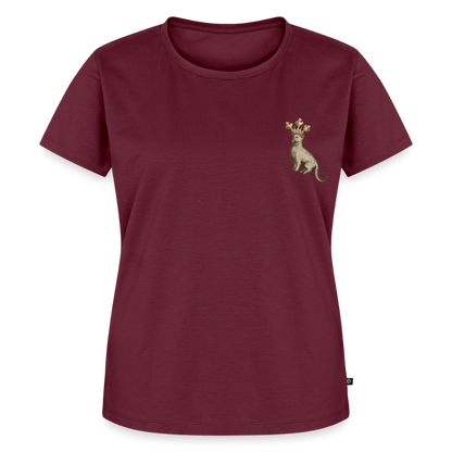 NEUES PROD Bio-Shirt Damen Königskatze - Burgunderrot