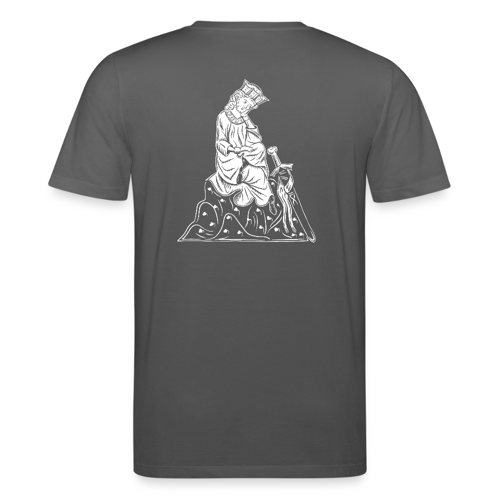 Bio-Shirt Walther von der Vogelweide (weißer Print hinten) | Mittelalterlicher Codex - Anthrazit