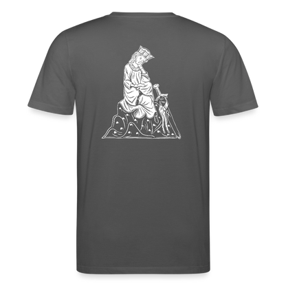 Bio-Shirt Walther von der Vogelweide (weißer Print hinten) | Mittelalterlicher Codex - Anthrazit
