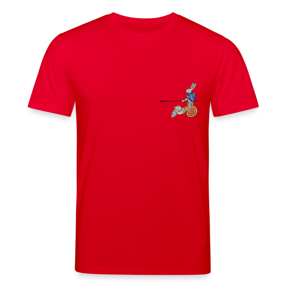 Mittelalterliche Tiere T-Shirt I "Tjostender Hase" I dunkel I Bio-Shirt - Rot