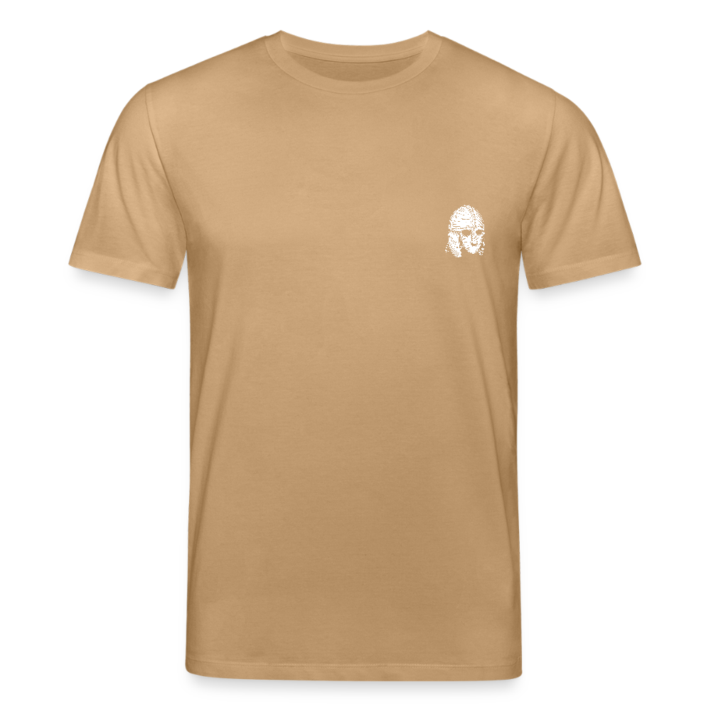 Mittelalterlicher Helm T-Shirt I "Sutton Hoo" I Frühmittelalter I dunkel I Bio-Shirt - Karamell 
