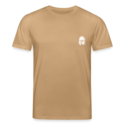 Mittelalterlicher Helm T-Shirt I "Sutton Hoo" I Frühmittelalter I dunkel I Bio-Shirt - Karamell 