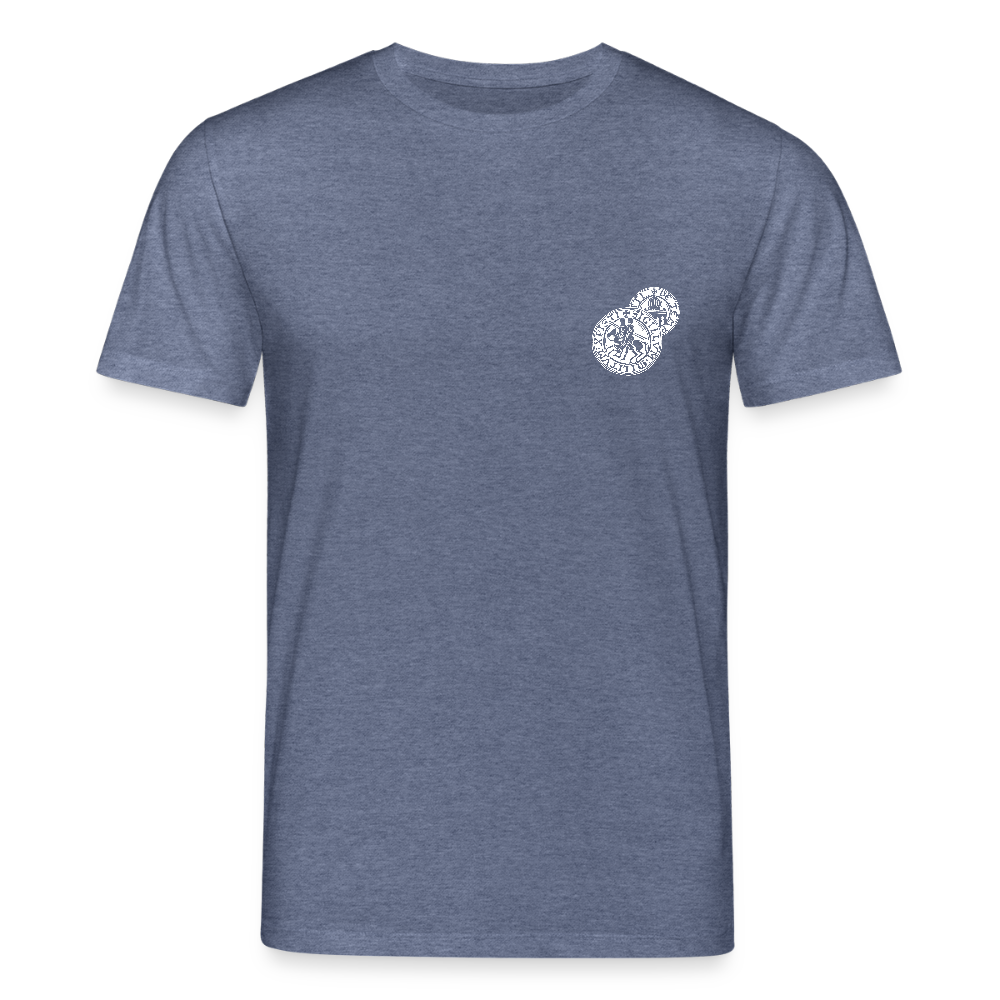 Templer Shirt | Siegel des Templerordens "Zwei Reiter auf einem Pferd" | dunkel | Bio-Shirt - Dunkelblau meliert